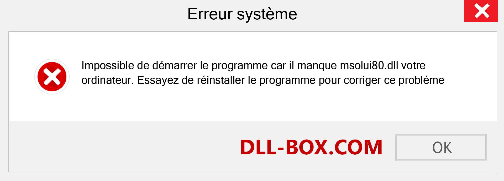 Le fichier msolui80.dll est manquant ?. Télécharger pour Windows 7, 8, 10 - Correction de l'erreur manquante msolui80 dll sur Windows, photos, images